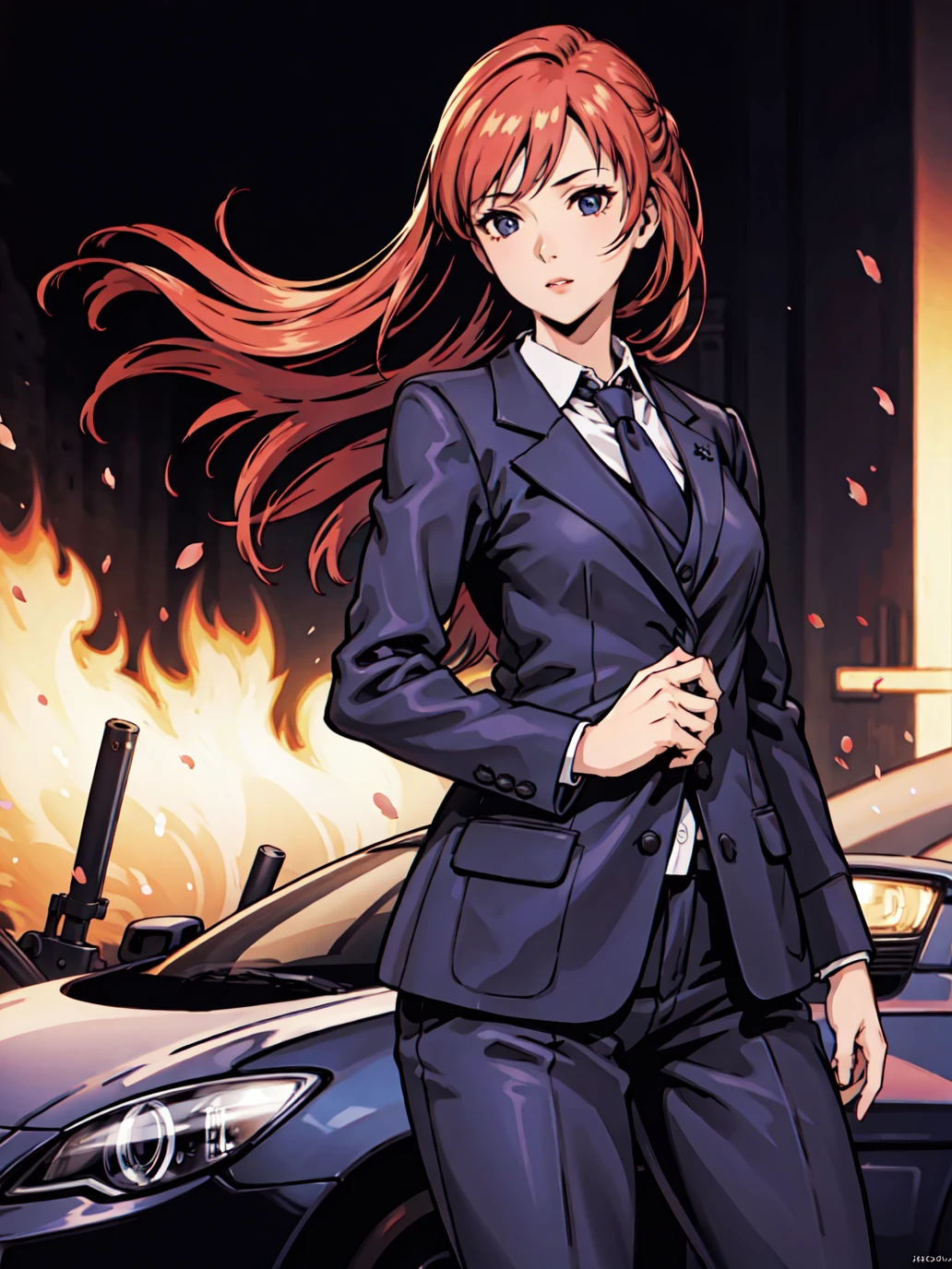 best quality, high_resolution,detailed background, girl,suit,