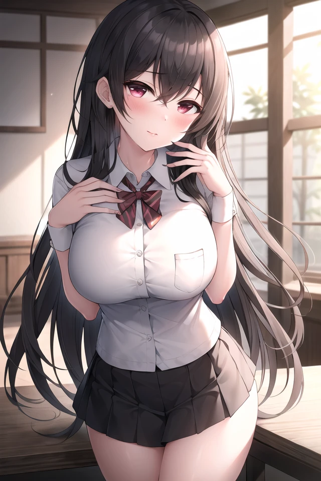 {masterpiece}, {best quality},1girl,school_uniform <lora:oyuwari-v2:0.6>