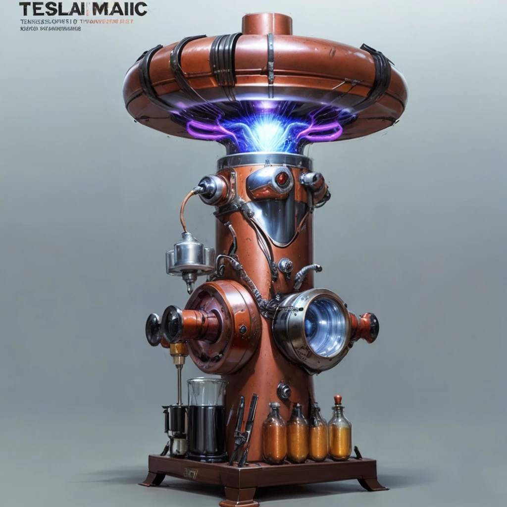 <lora:teslapunkV2:.5> concept art ,  teslapunkai   coffee machine  retro-futuristic   tesla coil powered