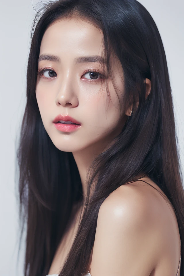 (4k,   best quality, highres:1.2), (realistic, photo-realistic:1.37),  Jisoo, 1girl,  solo, long hair, nose, parted lips , eyes, facing viewer, (looking at viewer :1.5), detailed eyes, brown eyes,
  blush , realistic, solo, long eyelashes , makeup, upper body,  strap dress
  (mole_under_eye, mole:0.1),   
realistic light, realistic shadow,   [blurry background], eye focus,  [depth of field], professional lighting, photon mapping, radiosity, physically-based rendering, High Detail, masterpiece, F/4.0, 35mm lens, (front lighting photography, catch light:1.5),