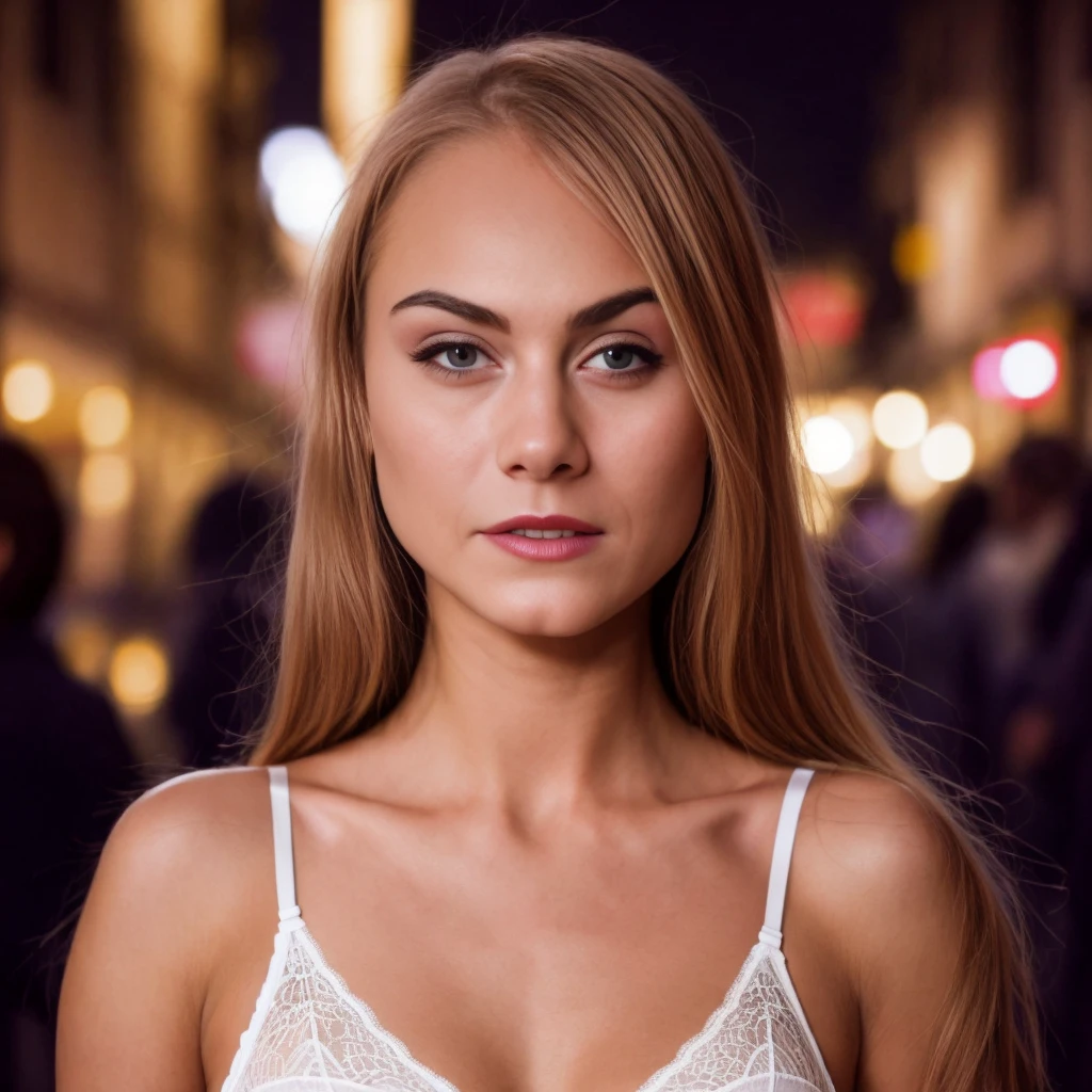 woman looking into the camera, at night, dark, wide angle, crowded street, blurry background, portrait, serious
lingerie <lora:NancAce_v2:1>