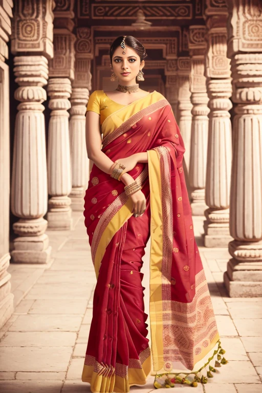 <lora:saree:0.7> 1girl, solo,girl wearing indian saree,red blouse, yellow indian saree,standing, happy , looking at viewer, blue ayes, high quality, absurd res, best quality , shap focus, uhd,8k,realistic, photorealistic, octane render, unreal engine, upper body , dynamic lighting, perfet face, perfect body