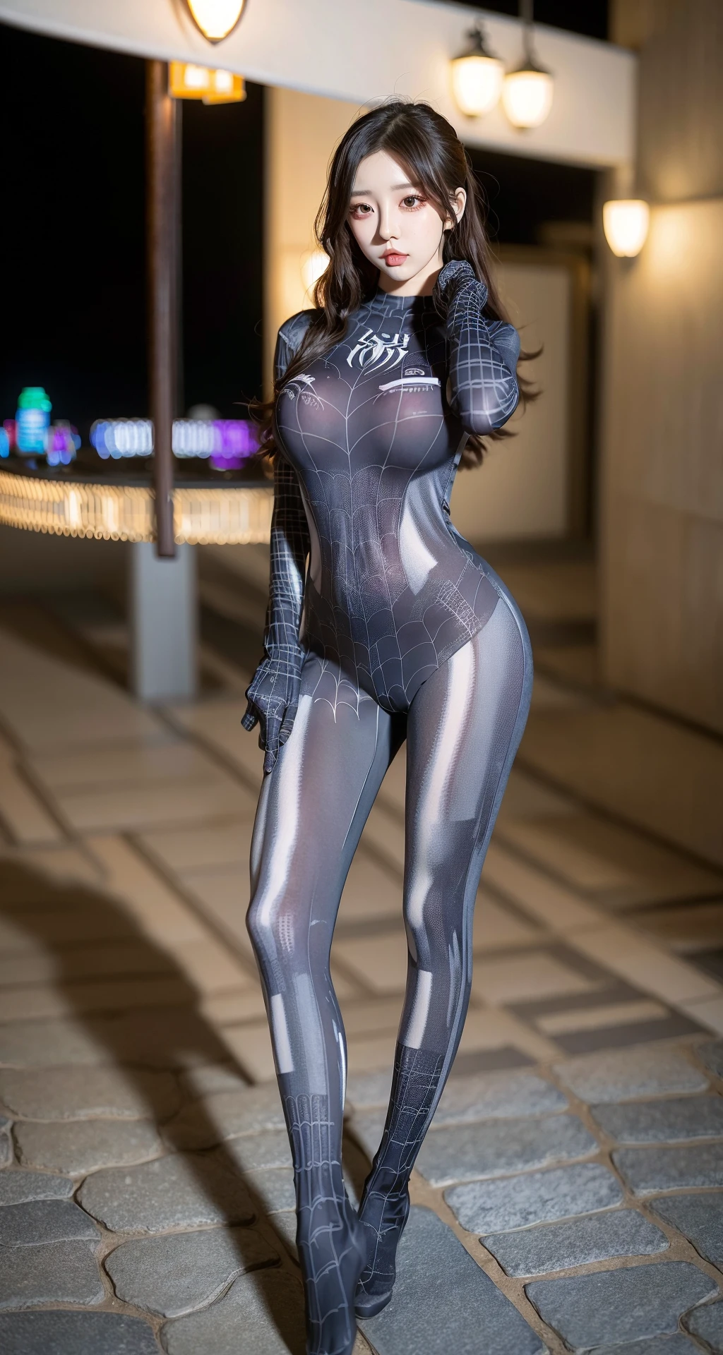 (aegyo sal:0.3), (ulzzang-6500:1), <lora:zhizhu:0.85>,

masterpiece, best quality, highres, (photorealistic:1.4), (depth of field:1.5), 1 girl, (detailed face), (full_body:1.5), standing in the big city,

black hair, large breasts, looking at viewer, animification,