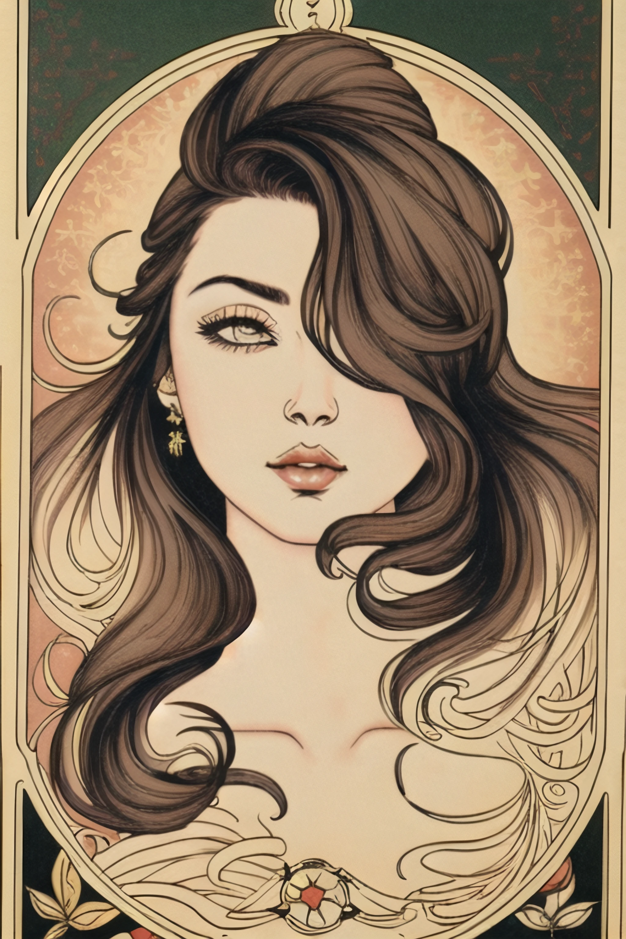 tarot card, art nouveau, art by alphonse mucha, (masterpiece), (best illustration), 1girl, solo, long hair, twin tails, sailor fuku, upper body, medium breasts, depth of field, solo, extreme light and shadow, masterpiece, rich in detail, (fine features), (highest quality), (masterpiece), (detailed eyes), (beautiful) detailed, beautiful detailed eyes, upper body, (close up), (extremely detailed digital art tarot card wallpaper),(masterpiece), (best quality), (ultra-detailed), (best illustration),(best shadow),perfect lighting , perfect anatomy , vivid colors <lora:tarotArtNoveauWIPNSFW_beta:.7>