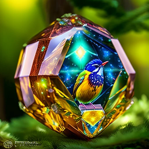 gorgeous photo, stunning portrait of magical cyborg Chestnut-Sided Warbler, action shot, intricate crystal portal, fractal mind bending galaxies, photo, cinema, realistic, very detailed, depth of field