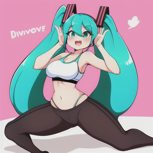 art by diives, curvy hatsune miku, sport bra, sexy pose