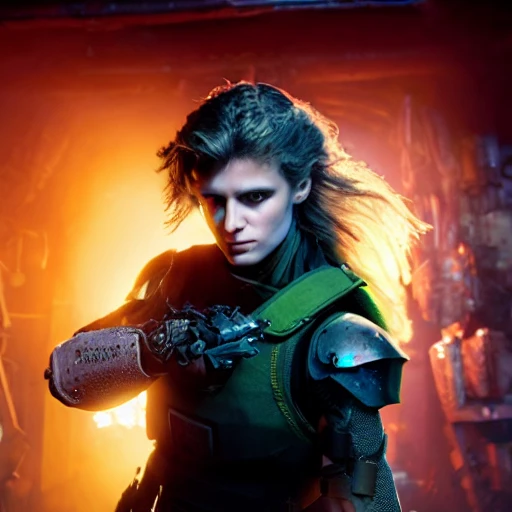 dark and gloomy full body 8k unity render, female teen cyborg, Blue yonder hair, wearing broken battle armor, at cluttered and messy shack , action shot, tattered torn shirt, porcelain cracked skin, skin pores, detailed intricate iris, very dark lighting, heavy shadows, detailed, detailed face, (vibrant, photo realistic, realistic, dramatic, dark, sharp focus, 8k)