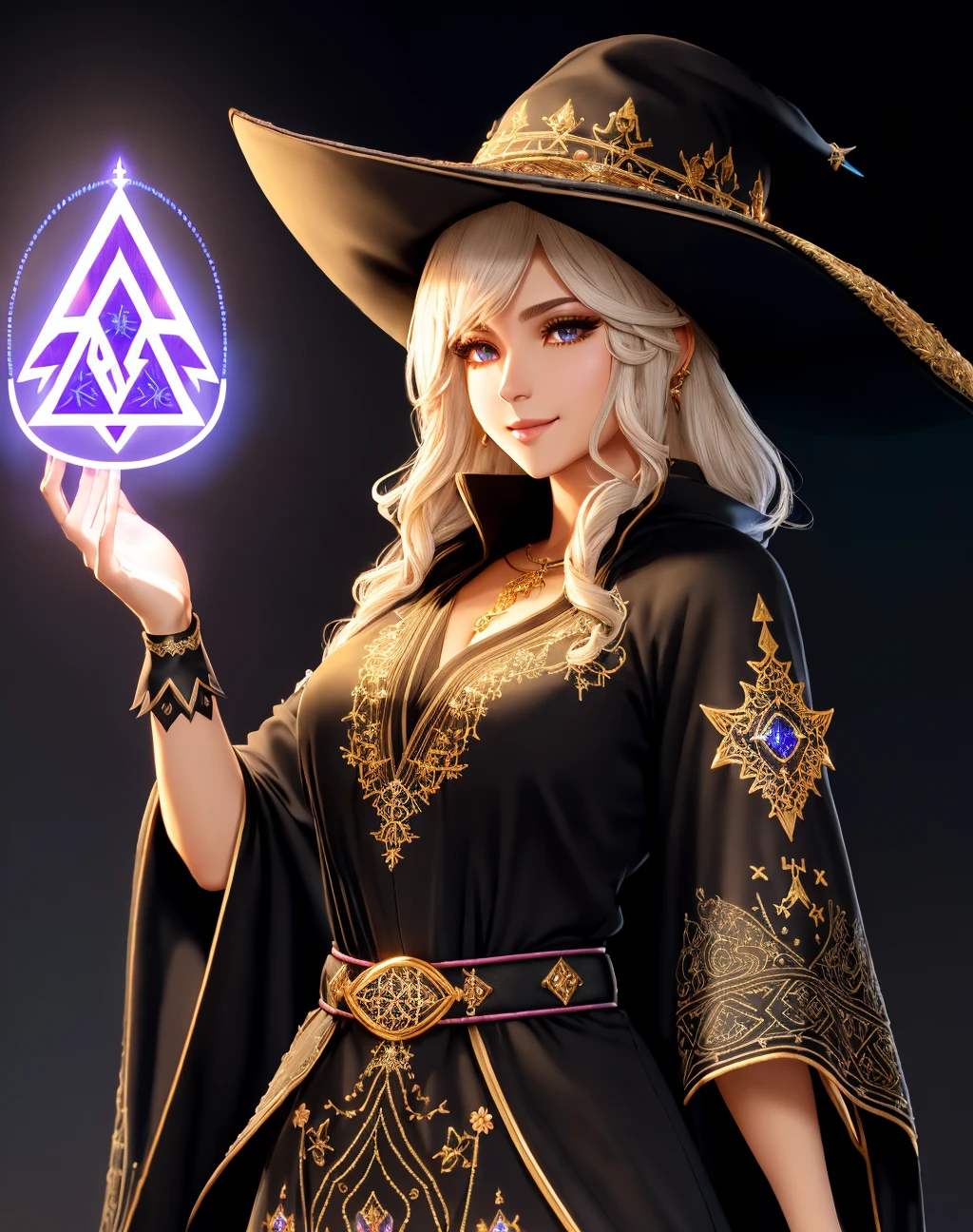 Cute girl Magic Taoist magic circle sexy Blonde Sparkling Eyes Lightning Staff Jewelry box Amethyst Pendant