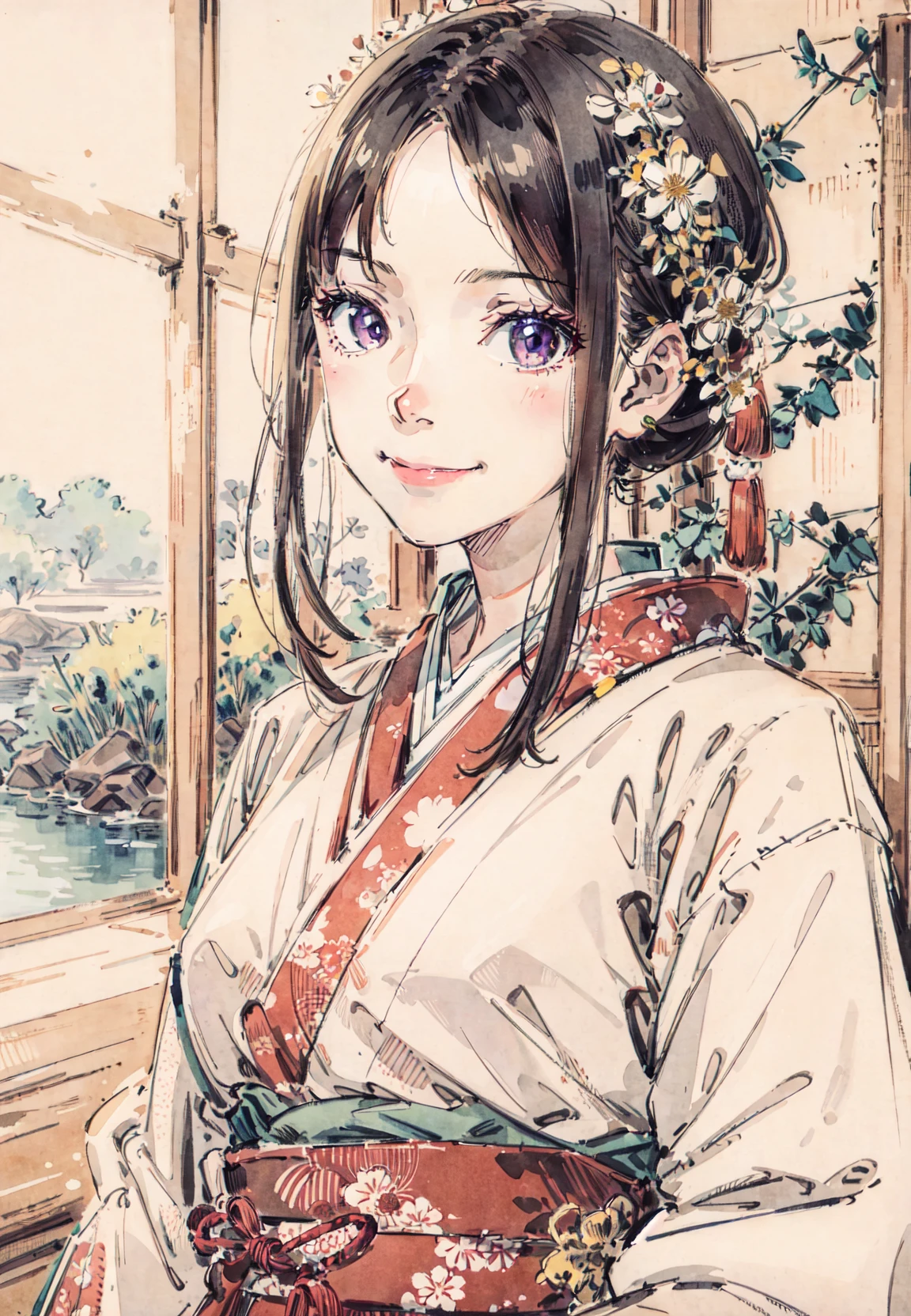 (ultra high res,photorealistic,realistic,best quality,photo-realistic),
(high detailed skin,visible pores),(real person,photograph),
(8k, raw photo, best quality, masterpiece)
BREAK
(1 girl:1), (upper body),(smile),short hair,(hanfu),(ecchi0.5), (trees:0.5), (flowers:0.6) ,(wooden house:0.2),(bamboo forest:0.2),(creek:0.2),(river:0.2), Shinomiya Kaguya, Shinomiya Kaguya's Style,