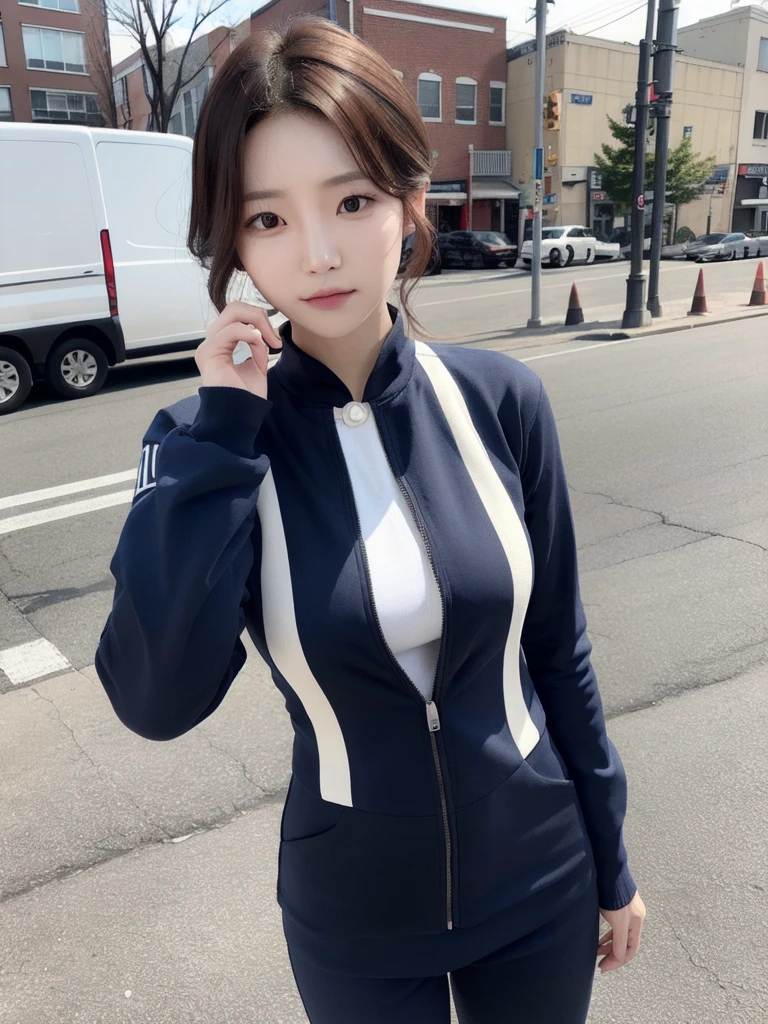 <lora:koreanDollLikeness_v15:0.7>, ultra detailed, RAW photo,best quality, (realistic:1.2), 1 korean, 16k, realistic photography, professional color graded, physically based rendering, highres, b-cup, hair wave, front, casual suit, f 2.4, 35mm