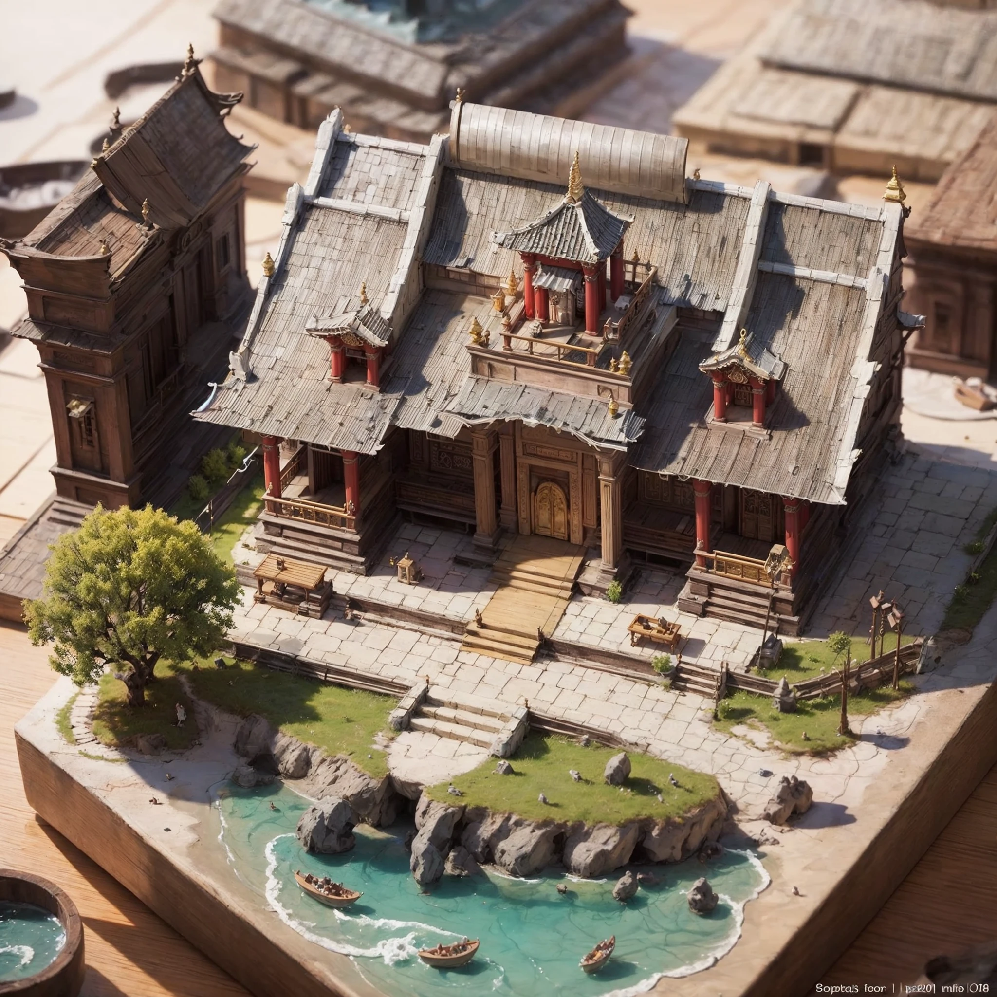 mini\(ttp\), (8k, RAW photo, best quality, masterpiece:1.2), (realistic:1.37),(ancient temple), miniature, landscape, (isometric), glass tank,<lora:miniature_V1:0.8>, on table