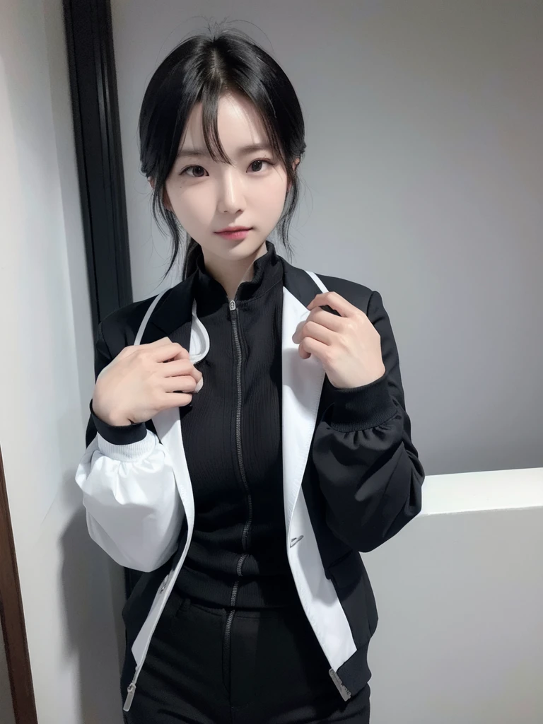 <lora:koreanDollLikeness_v15:0.7>, ultra detailed, RAW photo,best quality, (realistic:1.2), 1 korean, 16k, realistic photography, professional color graded, physically based rendering, highres, b-cup, hair wave, front, casual suit, f 2.4, 35mm