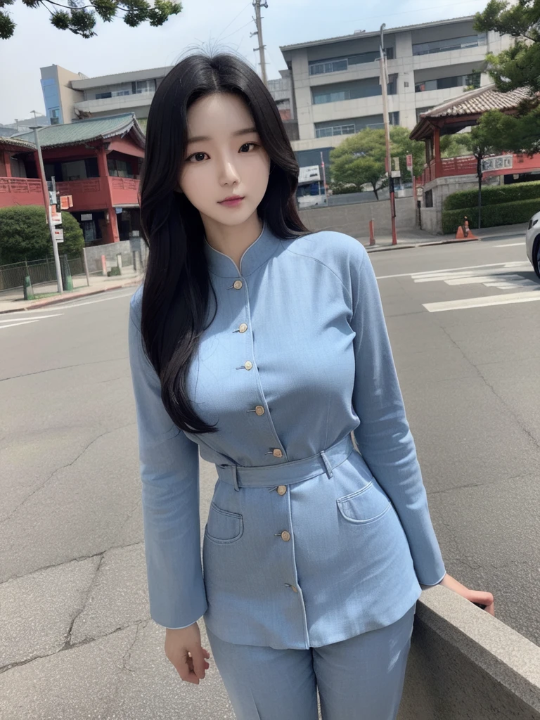 <lora:koreanDollLikeness_v15:0.7>, ultra detailed, RAW photo,best quality, (realistic:1.2), 1 korean, 16k, realistic photography, professional color graded, physically based rendering, highres, b-cup, hair wave, Suwon Hwaseongmun Gate, front, casual suit, f 2.4, 35mm