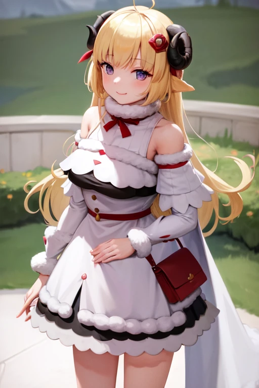 An elf girl's daily life is depicted in a longshot, her kawaii features standing out in the crowd.