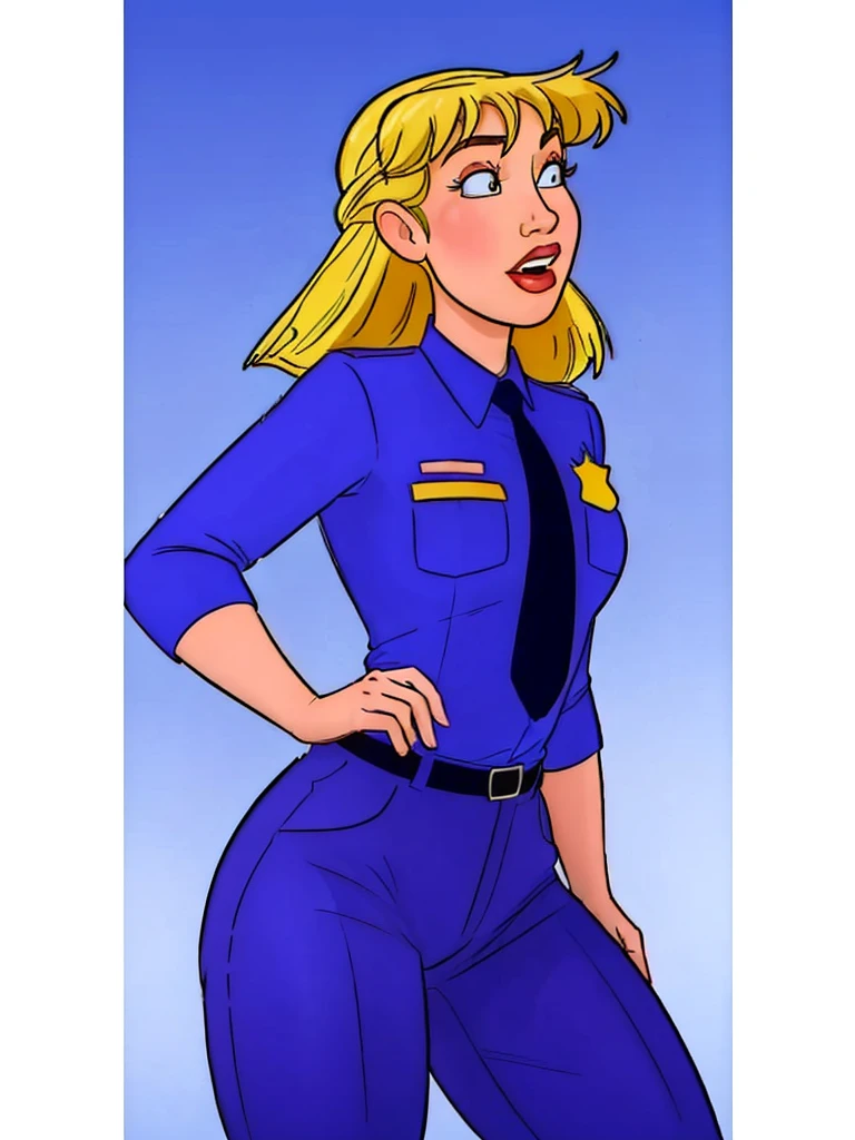 <lora:MirandaWright:0.7> mirandawright,  blonde hair,  <lora:jabcomix_jab:0.5> jab,  police uniform