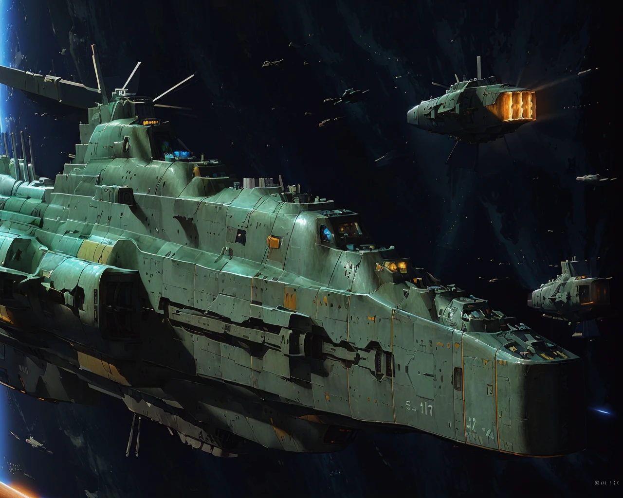 best quality,masterpiece,highly detailed,ultra-detailed,
(logh spacecraft, space_battleship look like submarine u2 Hammerhead sharks , science fiction , scifi :1.1) in orbit earth \(planet\), starry sky, nebula, beam,laser,glowing engin,
<lora:LOGH:0.6> <lora:LOGH_FPA_V02:0.3>