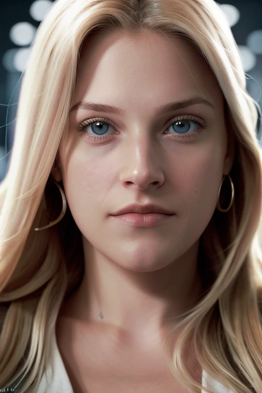 a naturally beautiful woman, perfectly straight blonde hair, in scientists a laboratory, (sci-fi), in resident evil, [upper body:0.2], close up, 8k, raw, uhd, fujifilm x-t3, ((candid, amateur)), <lora:aliLarter:1.1>, happy, [smiling], chemistry lab