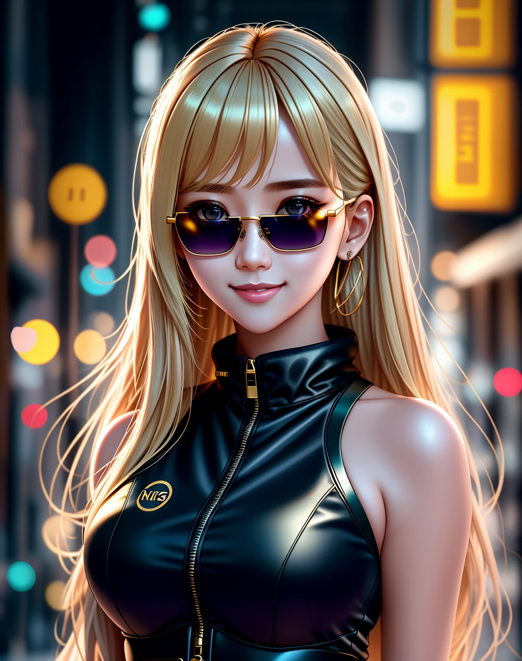 asterpiece, absurdres,award winning photo, extremely detailed, amazing, fine detail, extremely detailed eyes and face, by lee jeffries nikon d850 film stock photograph 4 kodak portra 400 camera f1.6 lens rich colors hyper realistic lifelike texture dramatic lighting unrealengine trending on artstation cinestill 800 tungsten, beautiful woman , slim, tiny waist, smiling, excited, KPG, Nadia with long blonde hair wearing sunglasses, wearing KPG <lora:KPG:0.25>,
<lora:Nadia:0.7>