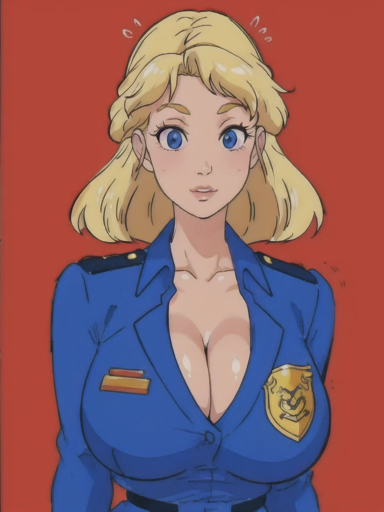 <lora:MirandaWright:0.7> mirandawright, blonde hair, huge breasts, detailed face, police uniform