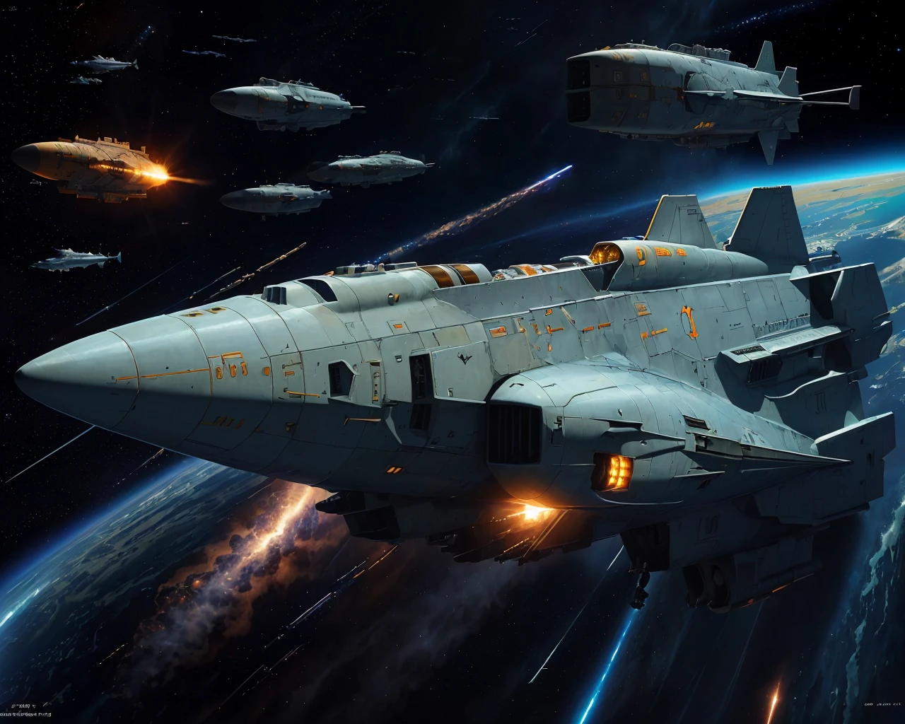 best quality,masterpiece,highly detailed,ultra-detailed,
(logh spacecraft, space_battleship look like submarine u2 Hammerhead sharks , science fiction , scifi :1.1) in orbit earth \(planet\), starry sky, nebula, beam,laser,glowing engin,
<lora:LOGH_FPA_V02:0.6>