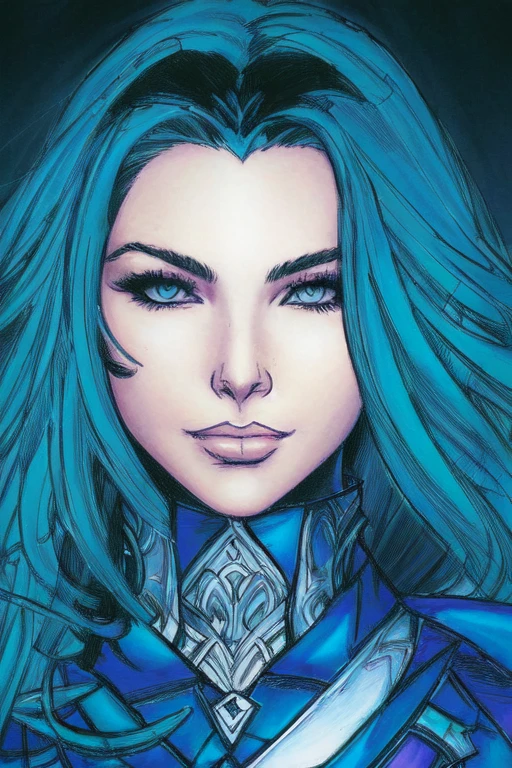 lisdusk1, 90s comic book style, ((masterpiece)),(best illustration), (extreme detail, ultra fine), solo, 1girl, violet eyes, (two tone hair), (voluptuous), (long hair),(large breasts), (sexy), (vivid colors),(green bodysuit), (extreme light and shadow, volumetric lighting),((solo)), (full body), (wide shot), (extremely detailed beauty), dskyart1, nvinkpunk, style of joe maduereira