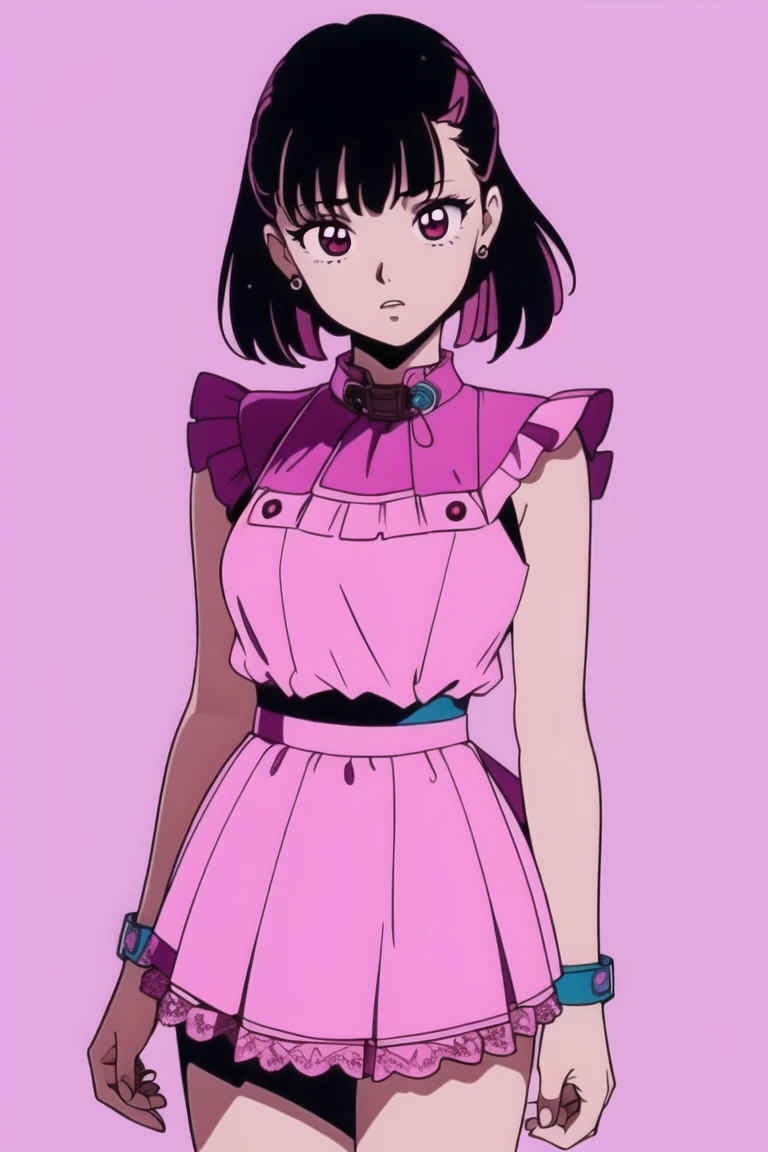 girl, (hotify,digital art,fit,hot body,instagram:1.2), (1990s, 90s:1.2),(ancient:1.4), (Fantasy,Scifi Background:1.4),Chubby,Flat Chest,(Swimming),Short Hair,Pigtail,(pink Poncho,magenta Lace skirt:1.3),Dragon Quest,Neck Leash ,(masterpiece,detailed,highres:1.4) <lora:90s_steel:0.6>