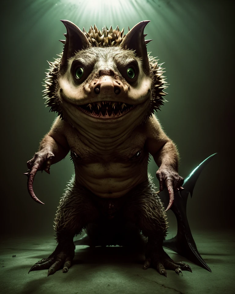 solo mid shot photo of a horror version of a hedgehog shark hybrid by tim burton and lovecraft
dark fantasy background, majestic, thrilling
ultra realistic highly detailed intricate photorealistic analog style photograph sharp focus, dramatic lighting by Albert Koetsier and Hanna-Barbera