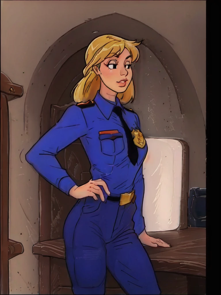 <lora:melkorMancinRomulo_v10:0.8> Melkor Mancin, 1girl, mirandawright, police uniform, <lora:MirandaWright:0.7>