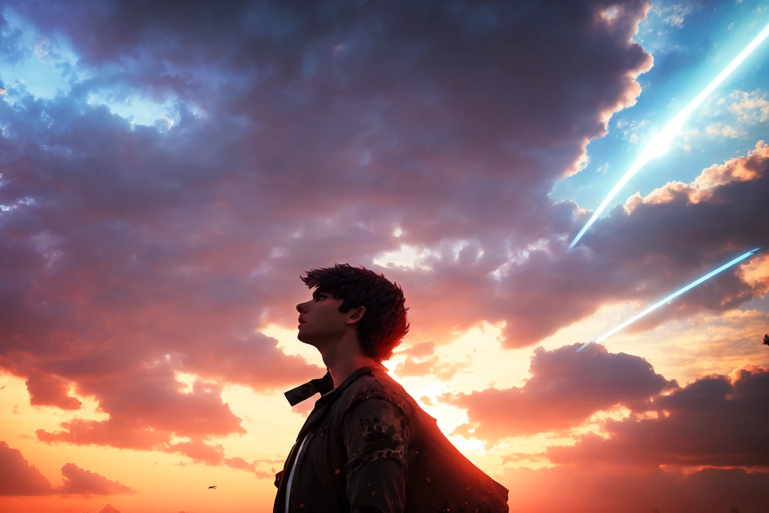 (masterpiece, best illustration, extreme light and shadow), swpunk, (1boy:.6), solo, (non binary:.8), (girl focus:.7), synthwave, (mature:.9), 1girl, extremely detail beauty, wild hair colors, wvert1, (dynamic angle), depth of field, tattoos, (best sunlight:.8), (lens flare:.9), wind swept hair, (conservative clothing:.3), (sidelighting), vapodusk1, (volumetric lighting),paint splatters