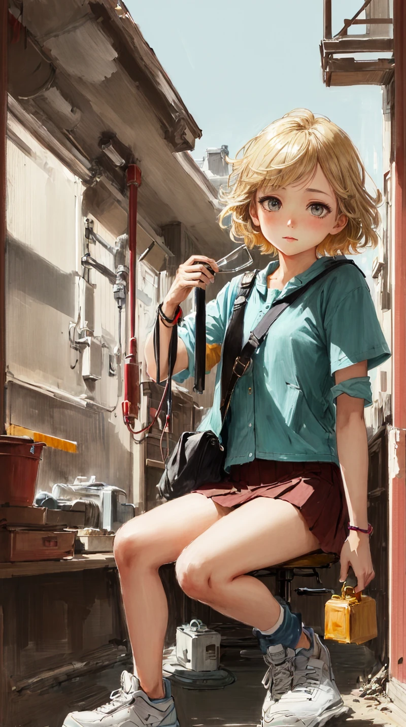 indonesian , a jpop female  1gril,[tracie thoms:piper perabo:0.3] ,(Holding an Object:1.1), Skirt,,platinum blonde,Half-Up Half-Down,
tarpunk
Katsuhiro Otomo Toshiki Yui john howe, (nvinkpunk:1.1),
best quality,masterpiece,highly detailed,ultra-detailed,