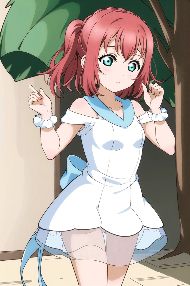 masterpiece, best quality, masterpiece, (1girl), <lora:LLCharV2-8:1>, (LLChar), (kurosawa ruby:1.1), (red hair, aqua eyes, small breasts), lillie \(pokemon\) \(cosplay\), <lora:SD15LoraCharacterPokemon_v1_{character_pokemon_lillie}:0.6> see-through,