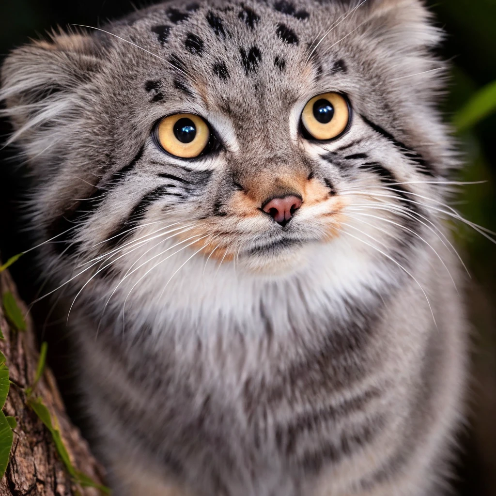 Pallas_cat cub, full body, cute and fluffy, gray and brown striped fur, round face and big eyes, medium-close establishing scene, natural environment background, realistic photo, hyper detailed, wild animal, looking at viewer, pallas's cat, 4K, cute pallas cat cub, RAW photo, 8k uhd, dslr, high quality, film grain, unreal engine, fuzzy, eye focus, ((intricate details)), hdr, ((intricate details, hyperdetailed)), photography lighting, sharp focus, best quality, ultra high res, (photorealistic:1.4), perfect anatomy, Cat fur details are crisp and sharp, film camera, natural noise