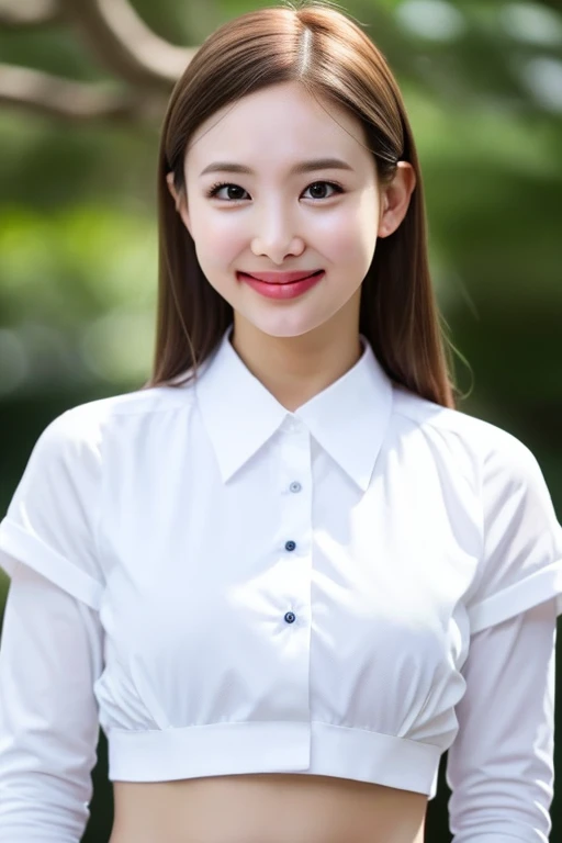 8K, Ultra-high resolution, Highest quality, masterpiece, 三分割法によるphotograph,Surreal, photograph, 1 girl, (:1.3), pretty girl, Cute face, Beautiful eyes in every detail, 細かくdetailedに,masterpiece,, One Girl:1.2, Japan Female Announcer,whole body、Black Hair、well-groomed eyebrows、Cute Lip Makeup,garden,squirt,summer,Sparkling sunlight,Blouse with collar,Pencil Skirt,Cute gestures、so beautiful,A carefree smile,Healing the heart,blunt bangs,Looking at the audience、beauty,Long neck、Laugh a little、Please close your mouth and laugh、(((Ideal body type))),A-cup small breasts :2,、Portraiture:2、Perfect Anatomy、鮮明なdetailed、detailed、Surreal、Light and shadow,Strong light