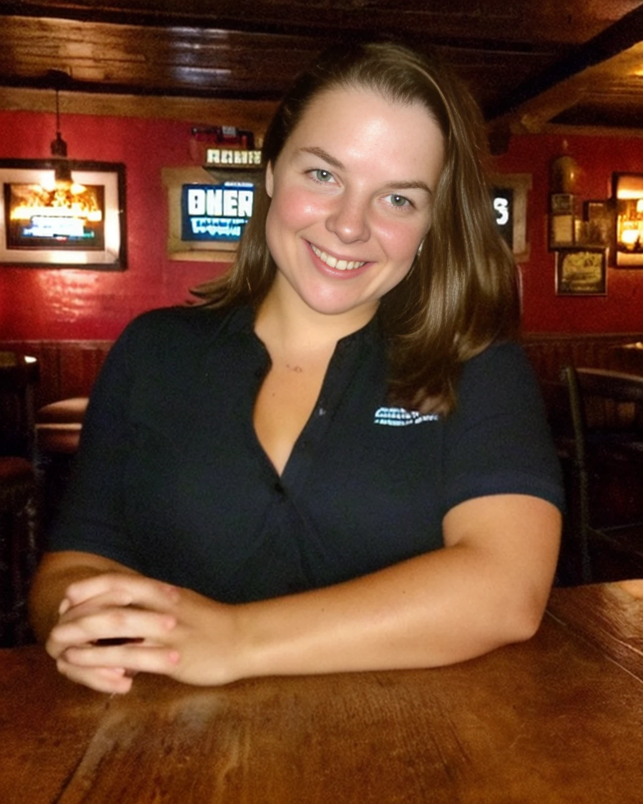 (brynn) at a country and western bar in orlando, florida <lora:brynn_v04:0.55>, ((masterpiece)) (professional photography), best quality, high quality, high-definition, extremely detailed, High detail RAW color photo professional, textured skin, goosebumps, bright eyes