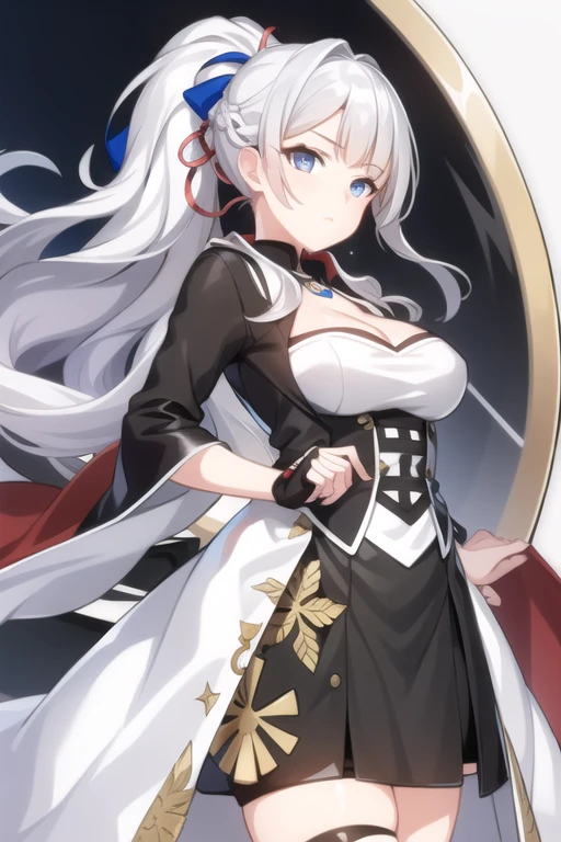 masterpiece, best quality, 1girl,(solo:1.3),standing,
SaionjiKazuha,long hair,ponytail,white hair,blue eyes,