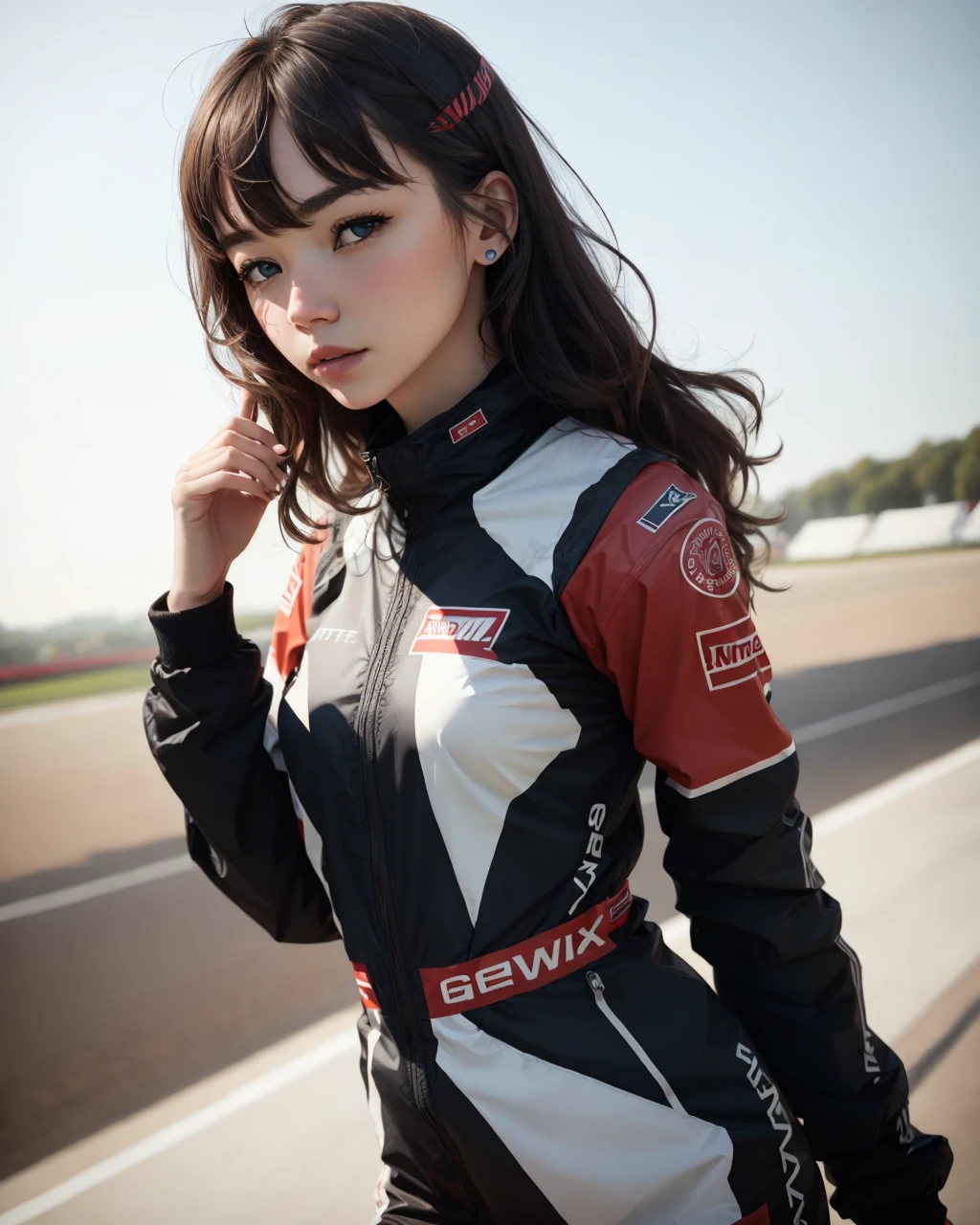 8k uhd  RAW, analog  photo style of
moto

 race , state  1gril,[actress:actress:0.3] , women_clothing,hair-color,women_hair,emoji_hands, ,best quality,masterpiece,highly detailed,ultra-detailed,
, high detailed skin, skin details, sharp focus, volumetric fog, 8k uhd, dslr, high quality, film grain,by artist_photographer , artist_photographer , artist_photographer