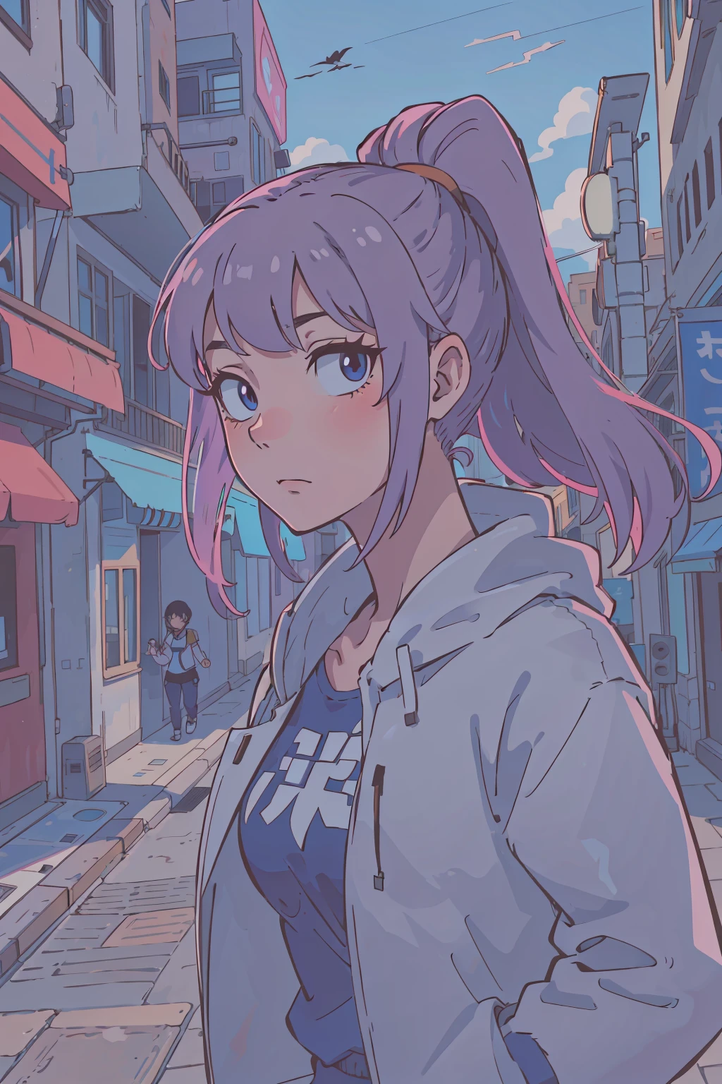 (best-quality:0.8),
(best-quality:0.8), perfect anime illustration, extreme closeup portrait of a pretty woman walking through the city