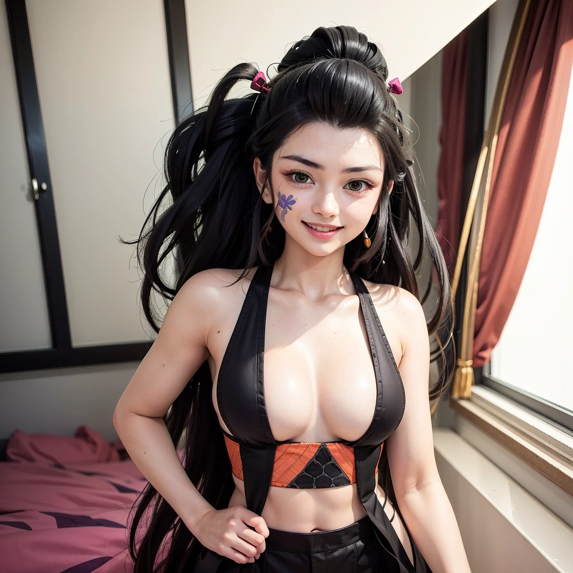 smile, 1girl,solo, <lora:DakiLORAKimetsuNoYaibaDemon_v4:0.8> DakiV4, daki_(kimetsu_no_yaiba)