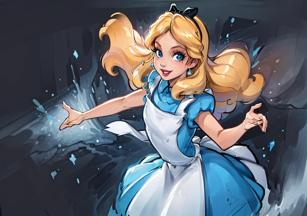 (AliceWonderlandWaifu:1), cute, smile,(dress:1.2), sexy pose, looking at viewer, :D,
(realistic:1.2), (realism), (masterpiece:1.2), (best quality), (ultra detailed), (8k, 4k, intricate),(full-body-shot:1),(Cowboy-shot:1.2), (85mm),light particles, lighting, (highly detailed:1.2),(detailed face:1.2), (gradients), sfw, colorful, detailed eyes,
(detailed ladscape, magic castle, disney magic:1.2),(detailed background),detailed landscape, (dynamic angle:1.2), (dynamic pose:1.2), (rule of third_composition:1.3), (Line of action:1.2), wide shot, solo, daylight,
<lora:Aliceinwonderland_character-20:0.7> <lora:reiqStyleLORA_v2:0.8>