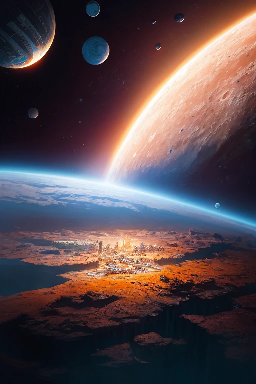oil on matte canvas, sharp details, the expanse scifi spacescape ceres colony, intricate, highly detailed, digital painting, rich color, smooth, sharp focus, illustration, Unreal Engine 5, 8K, art by artgerm and greg rutkowski and alphonse mucha