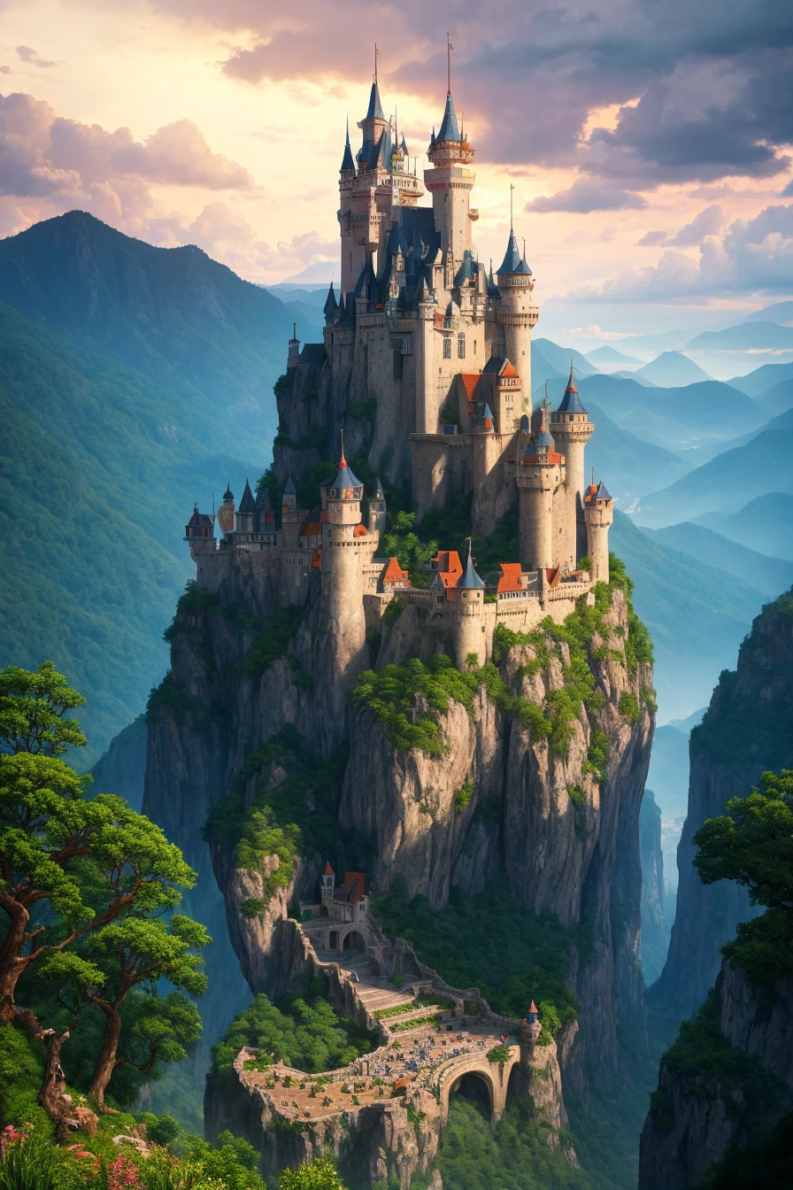 A forbidden castle high up in the mountains, pixel art, (intricate details:1.12), hdr, (intricate details, hyperdetailed:1.15), (natural skin texture, hyperrealism, soft light, sharp:1.2), game art, key visual, surreal