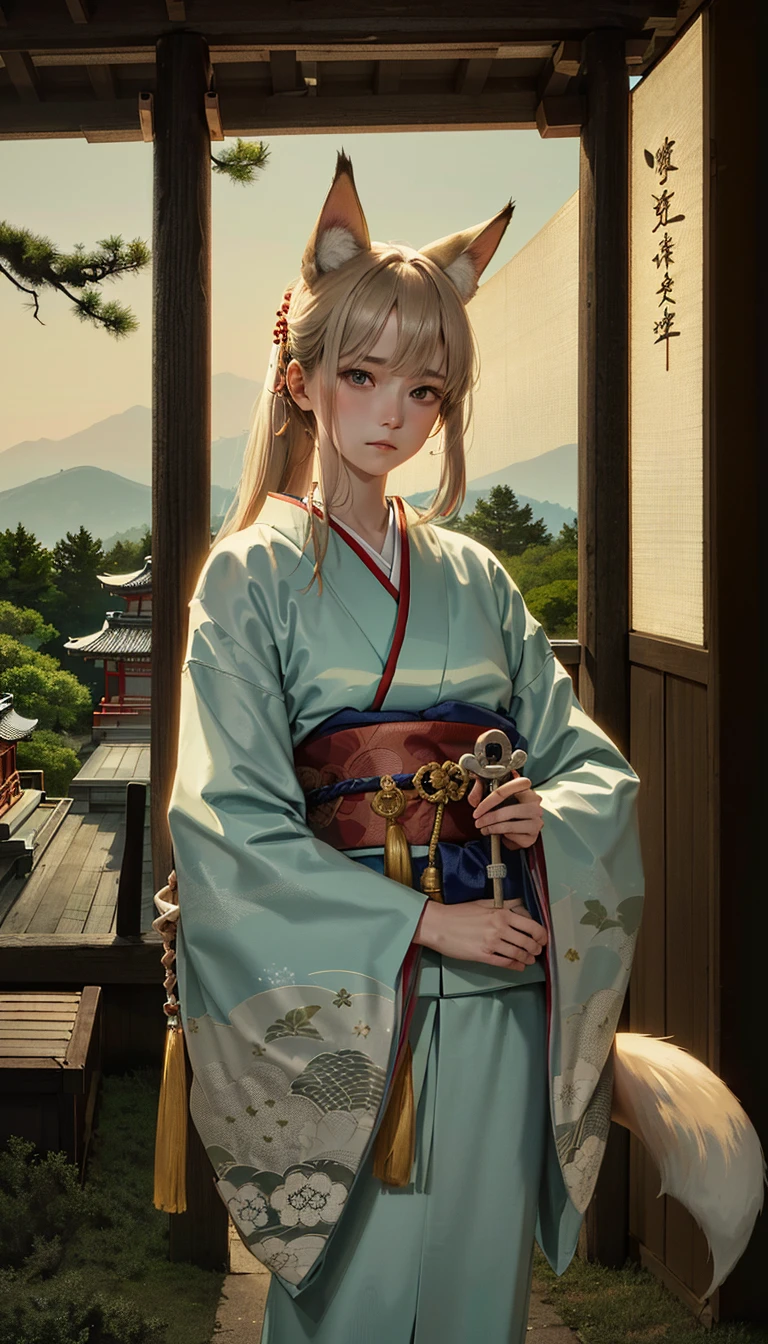 masterpiece, best quality,
1girl, looking at another, outdoor, evening glow,
japanese little deity with fox ears and tail, weathered and unpopular Shinto shrine, deity's lonely expression and gestures waiting for visitors, whimsical and endearing personality displayed through humorous actions and expressions, small accompanying spirits, serene Japanese landscape, surrounding forest,
rim lighting, side lighting, cinematic light, ultra high res, 8k uhd, film grain,best shadow, delicate, RAW, light particles,
detailed skin texture, detailed cloth texture, beautiful detailed face, intricate details, ultra detailed,
<lora:hipoly3DModelLora_v10:0.3:NF>