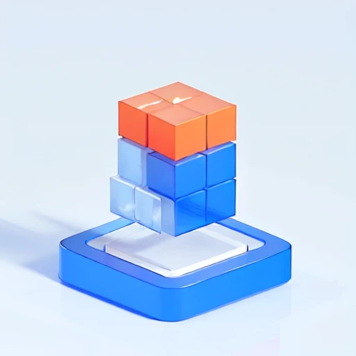 best quality, many details,4k,blender,octane render,C4D,transparent glass texture,DDicon,blue|orange, frosted glass, transparent technology sense, industrial design,white background,studio lighting, sunshine,flat, minimal,quasi-object,axisymmetric,Data, cylinder,file,