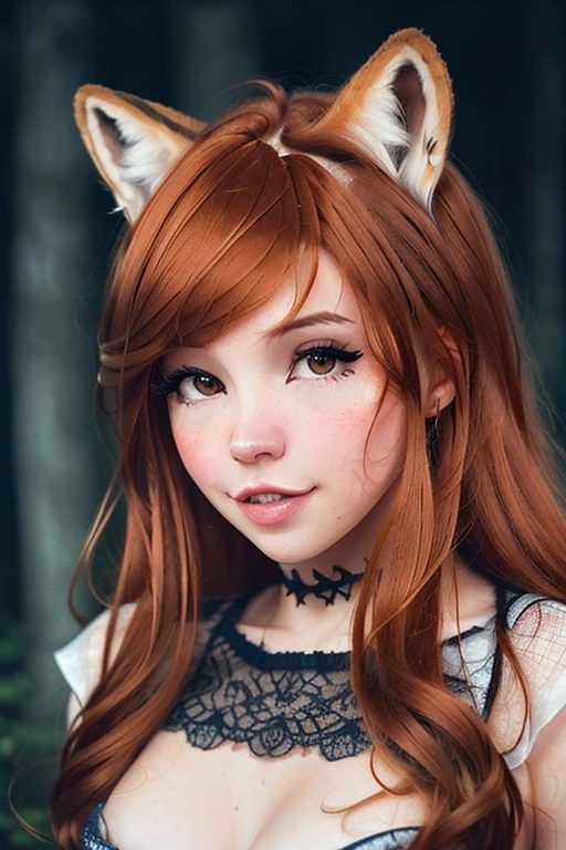 (foxie) european woman, (ginger hair:1.2), winter forest, natural skin texture, 24mm, 4k textures, soft cinematic light, adobe lightroom, photolab, hdr, intricate, elegant, highly detailed, sharp focus, ((((cinematic look)))), soothing tones, insane details, intricate details, hyperdetailed, low contrast, soft cinematic light, dim colors, exposure blend, hdr, faded  <lora:DI_belle_delphine_v1:1.0>