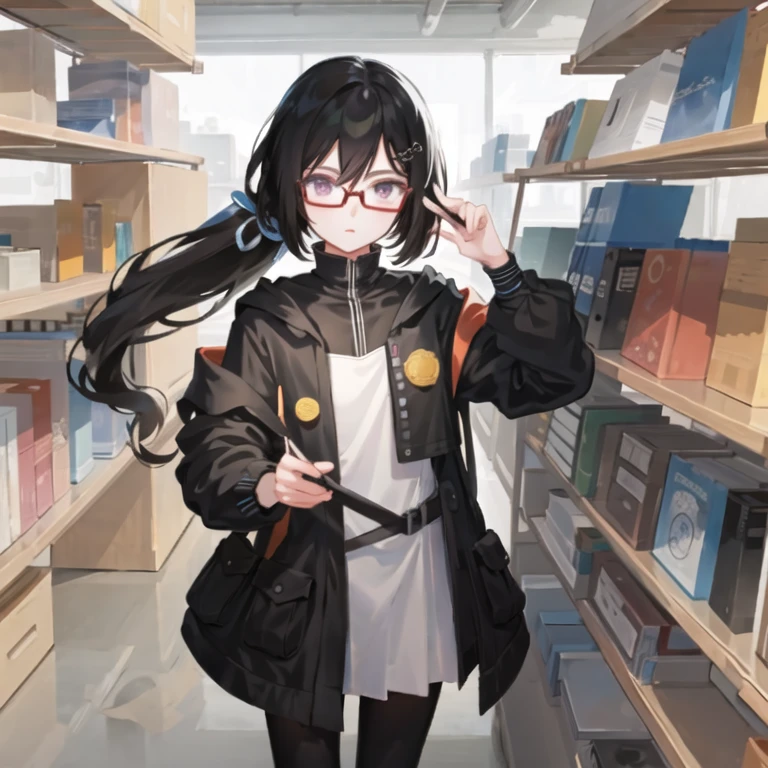 masterpiece, best quality, 1man,(solo:1.3),standing,official art, simple background, close-up,looking at viewer,
MorikawaAyako,long hair,black hair,red eyes,two sided ponytail,hair over eyes,black glasses,