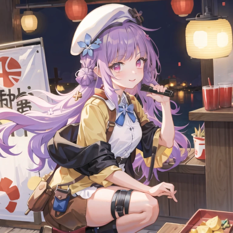 masterpiece, best quality, 1girl,(solo:1.3),standing,official art, simple background, close-up,looking at viewer,
TakanashiHinata,long hair, light purple hair,red eyes,beret,
