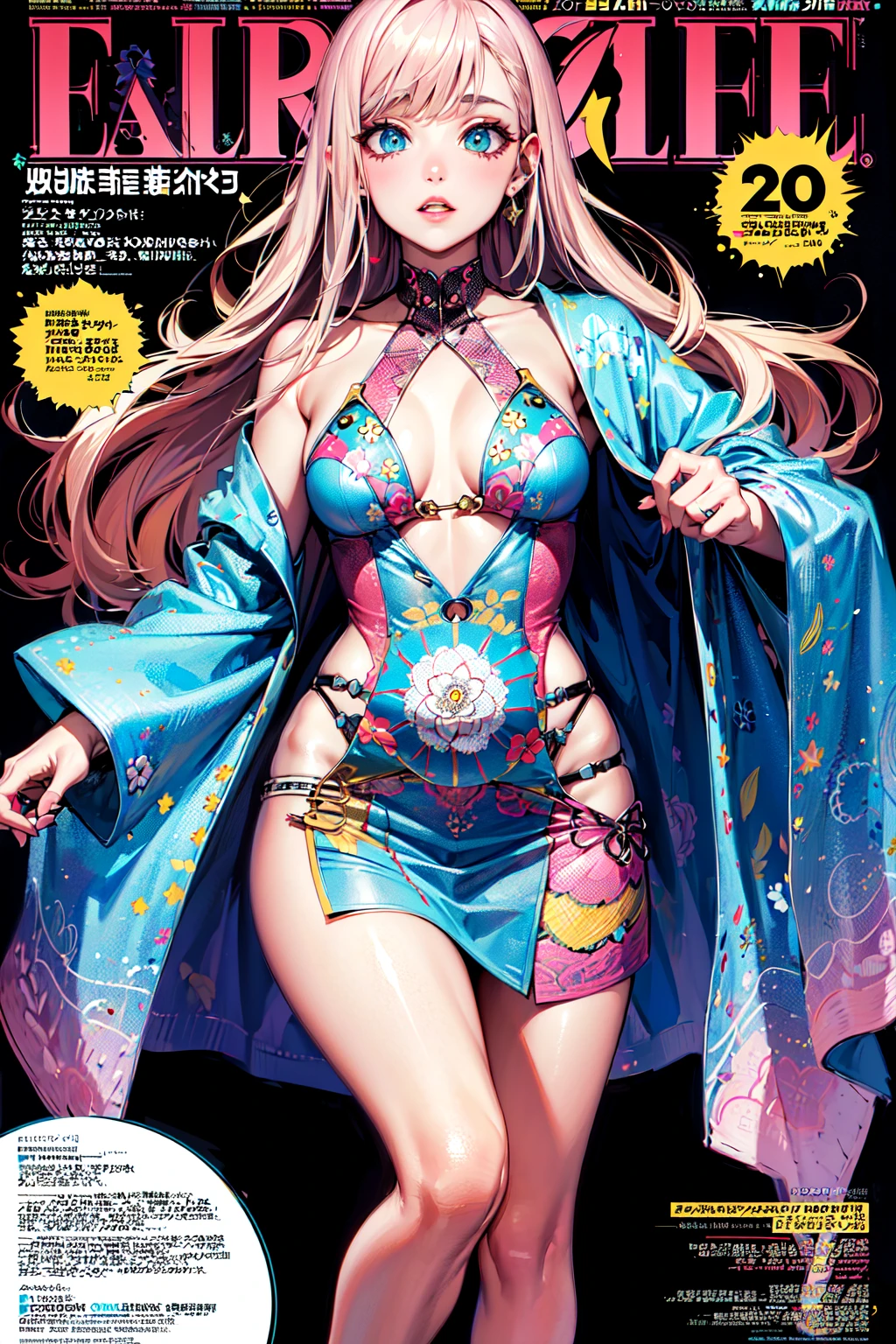 absurdres, highres, ultra detailed, Ultra-precise depiction, Ultra-detailed depiction,
1gir, solo, zentangle, (Fashion Magazine Cover:1.4),