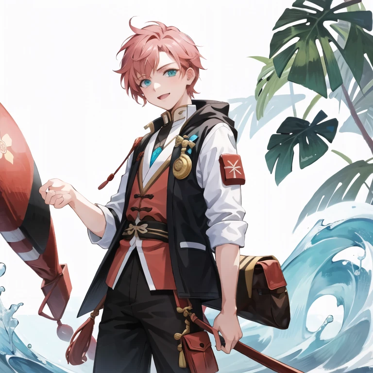 masterpiece, best quality, 1boy,(solo:1.3),standing,official art, simple background, close-up,looking at viewer,
Qixi,1boy,pink hair,short hair,aqua eyes,
