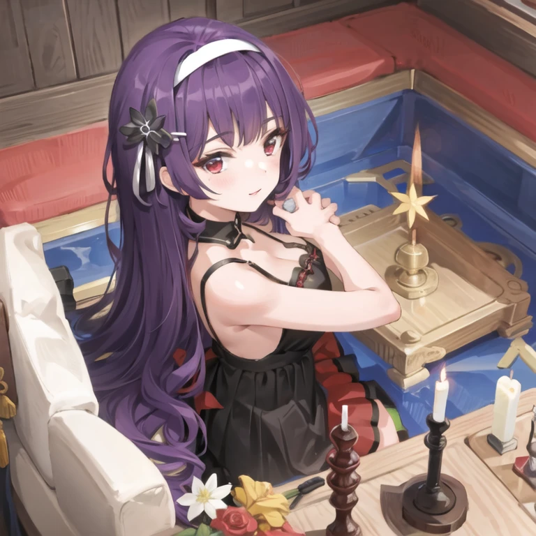 masterpiece, best quality, 1man,(solo:1.3),standing,official art, simple background, close-up,looking at viewer,
NikaidouMiki,long hair,purple hair,red eyes,huge breasts,