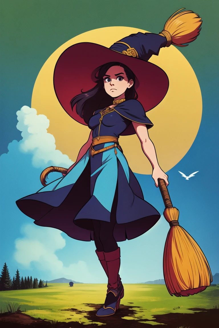 girl, 80s, fantasy, movie,witch,broom <lora:80s_anime_iron:0.3>